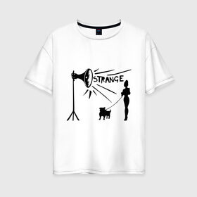Женская футболка хлопок Oversize с принтом Depeche mode strange в городе Новоалтайск, 100% хлопок | свободный крой, круглый ворот, спущенный рукав, длина до линии бедер
 | depeche mode | депеш мод | дипи шмот | меломанам | музыка