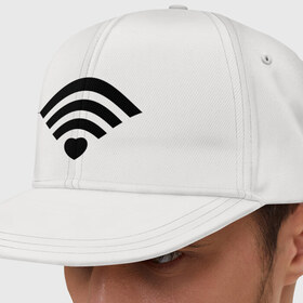 Кепка снепбек с прямым козырьком с принтом Wi-Fi Love в городе Новоалтайск, хлопок 100% |  | fi | love | wi | wifi | вай | вайфай | любовь | сердце | фай