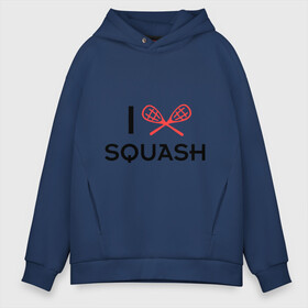Мужское худи Oversize хлопок с принтом I LOVE SQUASH в городе Новоалтайск, френч-терри — 70% хлопок, 30% полиэстер. Мягкий теплый начес внутри —100% хлопок | боковые карманы, эластичные манжеты и нижняя кромка, капюшон на магнитной кнопке | squash | ракетка | сквош