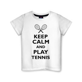 Детская футболка хлопок с принтом Play tennis в городе Новоалтайск, 100% хлопок | круглый вырез горловины, полуприлегающий силуэт, длина до линии бедер | ракетка | тенис | теннис | теннисист