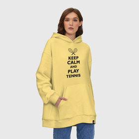 Худи SuperOversize хлопок с принтом Play tennis в городе Новоалтайск, 70% хлопок, 30% полиэстер, мягкий начес внутри | карман-кенгуру, эластичная резинка на манжетах и по нижней кромке, двухслойный капюшон
 | ракетка | тенис | теннис | теннисист