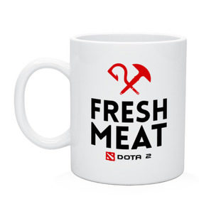 Кружка с принтом Fresh meat в городе Новоалтайск, керамика | объем — 330 мл, диаметр — 80 мм. Принт наносится на бока кружки, можно сделать два разных изображения | Тематика изображения на принте: dota | fresh | meat | pudge | дота | мясо | пудж | свежее