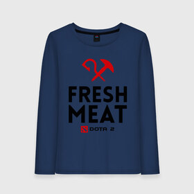 Женский лонгслив хлопок с принтом Fresh meat в городе Новоалтайск, 100% хлопок |  | dota | fresh | meat | pudge | дота | мясо | пудж | свежее