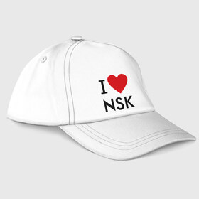 Бейсболка с принтом I love NSK в городе Новоалтайск, 100% хлопок | классический козырек, металлическая застежка-регулятор размера | Тематика изображения на принте: i love nsk | любовь | новосибирск | нск
