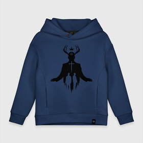 Детское худи Oversize хлопок с принтом True Detective в городе Новоалтайск, френч-терри — 70% хлопок, 30% полиэстер. Мягкий теплый начес внутри —100% хлопок | боковые карманы, эластичные манжеты и нижняя кромка, капюшон на магнитной кнопке | true detective | детектив | рога | символы | череп