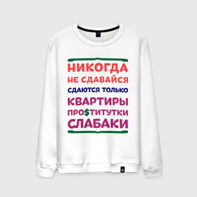 Мужской свитшот хлопок с принтом Никогда не сдавайся в городе Новоалтайск, 100% хлопок |  | квартиры | никогда | сдавайся | слабаки
