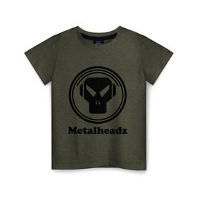 Детская футболка хлопок с принтом Metalheadz в городе Новоалтайск, 100% хлопок | круглый вырез горловины, полуприлегающий силуэт, длина до линии бедер | Тематика изображения на принте: metalheadz | music | лого | металл | металхэдз | музыка