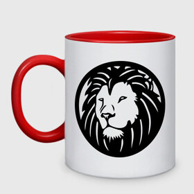 Кружка двухцветная с принтом Swag Lion в городе Новоалтайск, керамика | объем — 330 мл, диаметр — 80 мм. Цветная ручка и кайма сверху, в некоторых цветах — вся внутренняя часть | 