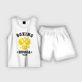 Детская пижама с шортами хлопок с принтом Boxing Russia Team в городе Новоалтайск,  |  | boxing | russia | team | бокс | герб | орел | россия | русский