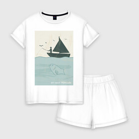 Женская пижама с шортиками хлопок My Funny Profession: в городе Новоалтайск, 100% хлопок | футболка прямого кроя, шорты свободные с широкой мягкой резинкой | fishermen | profession | профессия | рыба | рыбак | рыбалка | удочка
