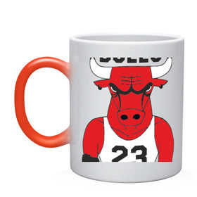 Кружка хамелеон с принтом Gangsta Bulls в городе Новоалтайск, керамика | меняет цвет при нагревании, емкость 330 мл | bulls | chicago | gangsta | бык | гангстер | чикаго