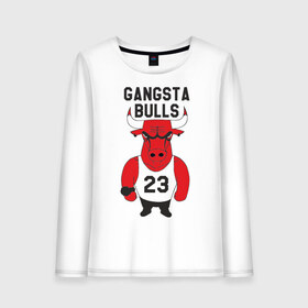 Женский лонгслив хлопок с принтом Gangsta Bulls в городе Новоалтайск, 100% хлопок |  | bulls | chicago | gangsta | бык | гангстер | чикаго
