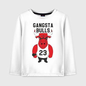 Детский лонгслив хлопок с принтом Gangsta Bulls в городе Новоалтайск, 100% хлопок | круглый вырез горловины, полуприлегающий силуэт, длина до линии бедер | bulls | chicago | gangsta | бык | гангстер | чикаго