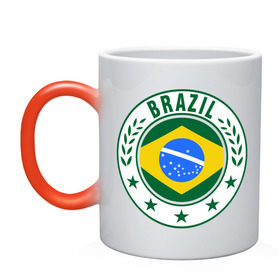 Кружка хамелеон с принтом Brazil - Бразилия ЧМ-2014 в городе Новоалтайск, керамика | меняет цвет при нагревании, емкость 330 мл | бразилия