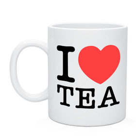 Кружка с принтом I love tea в городе Новоалтайск, керамика | объем — 330 мл, диаметр — 80 мм. Принт наносится на бока кружки, можно сделать два разных изображения | heart | love | tea | люблю | сердце | чай