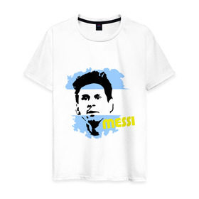 Мужская футболка хлопок с принтом Месси (Messi) в городе Новоалтайск, 100% хлопок | прямой крой, круглый вырез горловины, длина до линии бедер, слегка спущенное плечо. | argentina | football | lionel | messi | аргентина | футбол