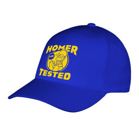 Бейсболка с принтом Homer tested в городе Новоалтайск, 100% хлопок | классический козырек, металлическая застежка-регулятор размера | Тематика изображения на принте: гомер