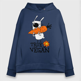 Женское худи Oversize хлопок с принтом True vegan (истинный веган) в городе Новоалтайск, френч-терри — 70% хлопок, 30% полиэстер. Мягкий теплый начес внутри —100% хлопок | боковые карманы, эластичные манжеты и нижняя кромка, капюшон на магнитной кнопке | carrot | flower | rabbit | true | vegan | веган | заяц | истинный | морковка | ролик | цветок | экология