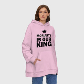 Худи SuperOversize хлопок с принтом Moriarty is our king в городе Новоалтайск, 70% хлопок, 30% полиэстер, мягкий начес внутри | карман-кенгуру, эластичная резинка на манжетах и по нижней кромке, двухслойный капюшон
 | king | moriarty | our | король | мориарти | наш