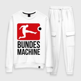 Женский костюм хлопок с принтом Bundes machine football в городе Новоалтайск, 100% хлопок | на свитшоте круглая горловина, мягкая резинка по низу. Брюки заужены к низу, на них два вида карманов: два 