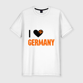 Мужская футболка премиум с принтом I love Germany в городе Новоалтайск, 92% хлопок, 8% лайкра | приталенный силуэт, круглый вырез ворота, длина до линии бедра, короткий рукав | deutsch | football | germany | heart | love | германия | люблю | мяч | сердце | футбол