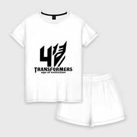 Женская пижама с шортиками хлопок с принтом Трансформеры 4 в городе Новоалтайск, 100% хлопок | футболка прямого кроя, шорты свободные с широкой мягкой резинкой | 4 | кино | робот | трансформеры