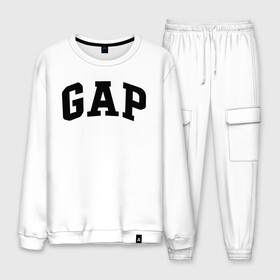 Мужской костюм хлопок с принтом GAP Swag в городе Новоалтайск, 100% хлопок | на свитшоте круглая горловина, мягкая резинка по низу. Брюки заужены к низу, на них два вида карманов: два “обычных” по бокам и два объемных, с клапанами, расположенные ниже линии бедра. Брюки с мягкой трикотажной резинкой на поясе и по низу штанин. В поясе для дополнительного комфорта — широкие завязки | Тематика изображения на принте: gap | swag | сваг | свег | свэг