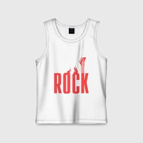 Детская майка хлопок с принтом Rock (пылающая надпись) в городе Новоалтайск,  |  | гитара