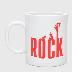 Кружка с принтом Rock (пылающая надпись) в городе Новоалтайск, керамика | объем — 330 мл, диаметр — 80 мм. Принт наносится на бока кружки, можно сделать два разных изображения | гитара