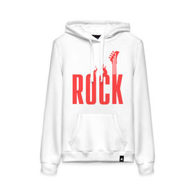 Женская толстовка хлопок с принтом Rock (пылающая надпись) в городе Новоалтайск, френч-терри, мягкий теплый начес внутри (100% хлопок) | карман-кенгуру, эластичные манжеты и нижняя кромка, капюшон с подкладом и шнурком | гитара
