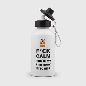 Бутылка спортивная с принтом This is my birthday в городе Новоалтайск, металл | емкость — 500 мл, в комплекте две пластиковые крышки и карабин для крепления | happy birthday | день рождения | подарки. торт | праздники | хэппи бездэй