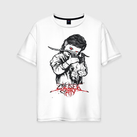 Женская футболка хлопок Oversize с принтом Chelsea Grin в городе Новоалтайск, 100% хлопок | свободный крой, круглый ворот, спущенный рукав, длина до линии бедер
 | chelsea | grin | девочка | череп