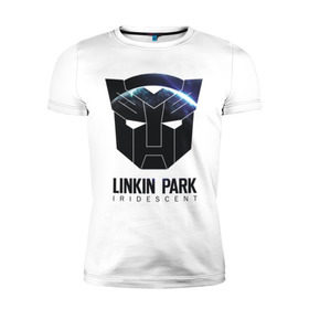 Мужская футболка премиум с принтом Linkin Park в городе Новоалтайск, 92% хлопок, 8% лайкра | приталенный силуэт, круглый вырез ворота, длина до линии бедра, короткий рукав | iridescent | linkin | park | transformers | автоботы | трансформеры