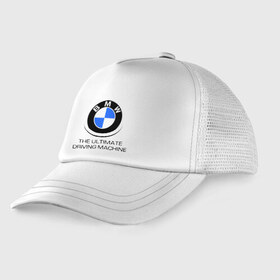 Детская кепка тракер с принтом BMW Driving Machine в городе Новоалтайск, Козырек - 100% хлопок. Кепка - 100% полиэстер, Задняя часть - сетка | универсальный размер, пластиковая застёжка | bmw | driving | machine | ultimate