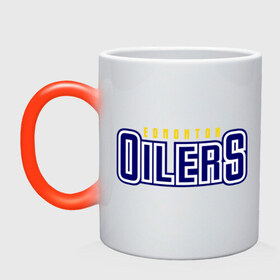 Кружка хамелеон с принтом HC Edmonton Oilers Sign в городе Новоалтайск, керамика | меняет цвет при нагревании, емкость 330 мл | club | edmonton | hc | hockey | oilers | хоккей