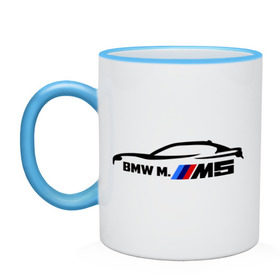 Кружка двухцветная с принтом BMW M5 в городе Новоалтайск, керамика | объем — 330 мл, диаметр — 80 мм. Цветная ручка и кайма сверху, в некоторых цветах — вся внутренняя часть | Тематика изображения на принте: bmw | m5 | автомобиль | бмв | м5