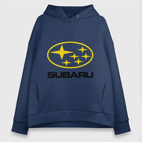 Женское худи Oversize хлопок с принтом Subaru Logo в городе Новоалтайск, френч-терри — 70% хлопок, 30% полиэстер. Мягкий теплый начес внутри —100% хлопок | боковые карманы, эластичные манжеты и нижняя кромка, капюшон на магнитной кнопке | logo | subaru | автомобиль | логотип | марка | субару
