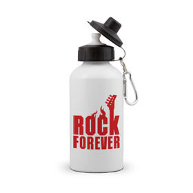 Бутылка спортивная с принтом Rock Forever (Рок Навсегда) в городе Новоалтайск, металл | емкость — 500 мл, в комплекте две пластиковые крышки и карабин для крепления | гитара