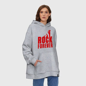 Худи SuperOversize хлопок с принтом Rock Forever (Рок Навсегда) в городе Новоалтайск, 70% хлопок, 30% полиэстер, мягкий начес внутри | карман-кенгуру, эластичная резинка на манжетах и по нижней кромке, двухслойный капюшон
 | гитара