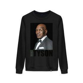 Женский свитшот хлопок с принтом Mike Tyson в городе Новоалтайск, 100% хлопок | прямой крой, круглый вырез, на манжетах и по низу широкая трикотажная резинка  | майк тайсон