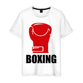Мужская футболка хлопок с принтом Boxing в городе Новоалтайск, 100% хлопок | прямой крой, круглый вырез горловины, длина до линии бедер, слегка спущенное плечо. | boxing | бокс | перчатка | спорт
