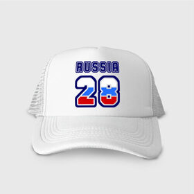 Кепка тракер с сеткой с принтом Russia - 28 (Амурская область) в городе Новоалтайск, трикотажное полотно; задняя часть — сетка | длинный козырек, универсальный размер, пластиковая застежка | 