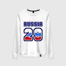 Женский свитшот хлопок с принтом Russia - 29 (Архангельская область) в городе Новоалтайск, 100% хлопок | прямой крой, круглый вырез, на манжетах и по низу широкая трикотажная резинка  | 49 | russia | архангельск | номер | регион | россия