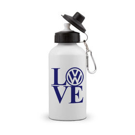 Бутылка спортивная с принтом Volkswagen love в городе Новоалтайск, металл | емкость — 500 мл, в комплекте две пластиковые крышки и карабин для крепления | love | volkswagen | любовь | фольксваген