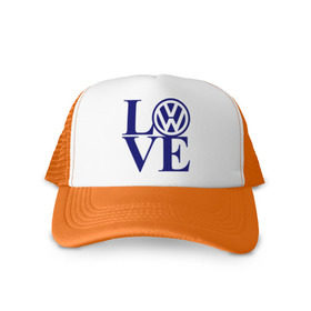Кепка тракер с сеткой с принтом Volkswagen love в городе Новоалтайск, трикотажное полотно; задняя часть — сетка | длинный козырек, универсальный размер, пластиковая застежка | love | volkswagen | любовь | фольксваген