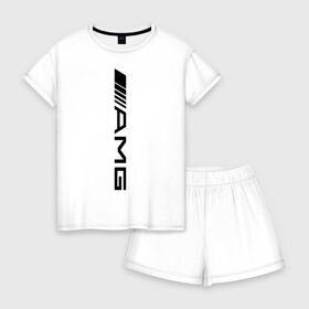 Женская пижама с шортиками хлопок с принтом AMG в городе Новоалтайск, 100% хлопок | футболка прямого кроя, шорты свободные с широкой мягкой резинкой | amg | benz | logo | mercedes | авто | амг | лого | мерс | мерседес бенс