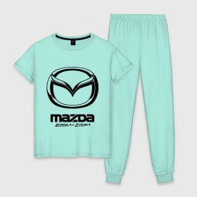 Женская пижама хлопок с принтом Mazda Zoom-Zoom в городе Новоалтайск, 100% хлопок | брюки и футболка прямого кроя, без карманов, на брюках мягкая резинка на поясе и по низу штанин | mazda | zoom | зум | мазда