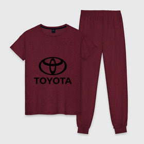 Женская пижама хлопок с принтом Toyota Logo в городе Новоалтайск, 100% хлопок | брюки и футболка прямого кроя, без карманов, на брюках мягкая резинка на поясе и по низу штанин | logo | toyota | логотип | тойота