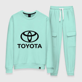 Женский костюм хлопок с принтом Toyota Logo в городе Новоалтайск, 100% хлопок | на свитшоте круглая горловина, мягкая резинка по низу. Брюки заужены к низу, на них два вида карманов: два 