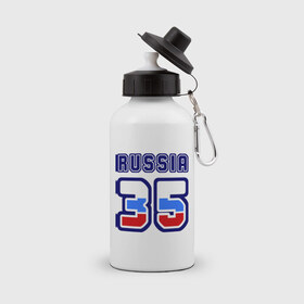 Бутылка спортивная с принтом Russia - 35 (Вологодская область) в городе Новоалтайск, металл | емкость — 500 мл, в комплекте две пластиковые крышки и карабин для крепления | russia | вологда | вологодская область | номер | область | регион | россия